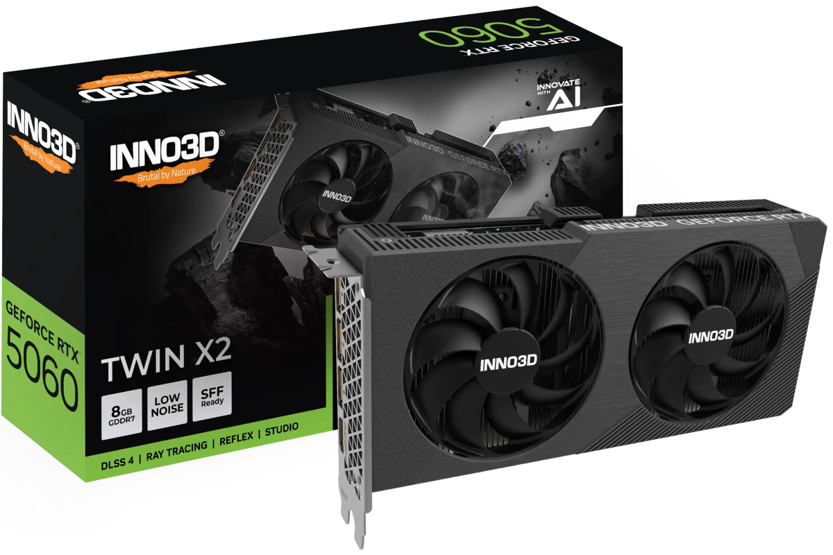 INNO3D GeForce RTX™ 5060 Twin X2 8GB GDDR7 Graphic Card | N50602 - 08D7 - 195071N - 8886307701169 - Vektra Computers LLC INNO3D GeForce RTX™ 5060 Twin X2 8GB GDDR7 Graphic Card | N50602 - 08D7 - 195071N - 8886307701169 - Vektra Computers LLC